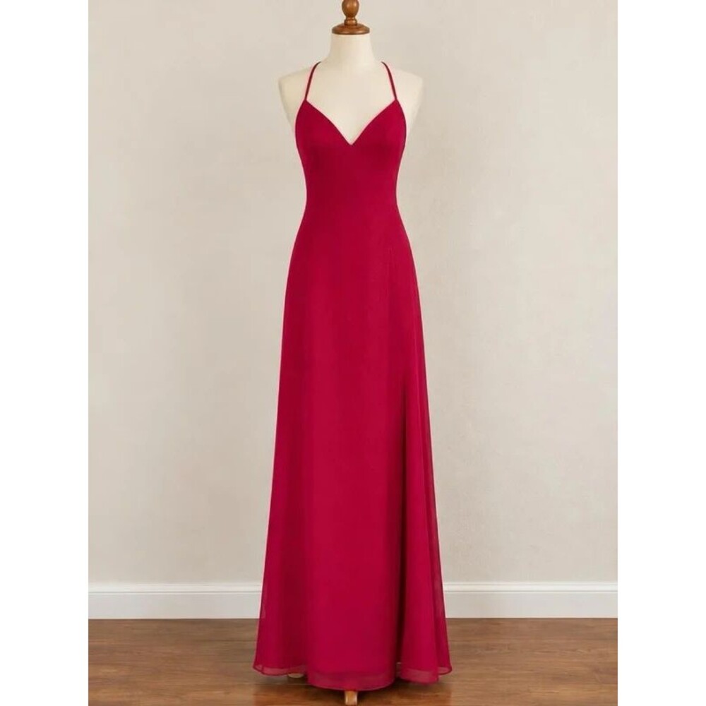 Azazie Floor-Length V-Neck Chiffon Bridesmaid Dress